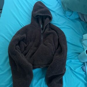 Cropped Cozy Brown Sherpa Hoodie